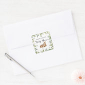 Waterverf Bloemen Herten Woodland baby shower Part Vierkante Sticker (Envelop)