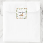 Waterverf Bloemen Herten Woodland baby shower Part Vierkante Sticker (Tas)