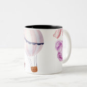 Waterverf Bloemen Hete Luchtballon Reizen Tweekleurige Koffiemok (Voorkant rechts)