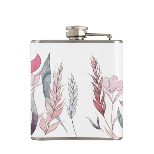 Waterverf bloemen heupfles (Achterkant)