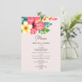 Waterverf Bloemen Hibiscus Tropische bruiloft Menu (Staand voorkant)