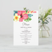 Waterverf Bloemen Hibiscus Tropische bruiloft Menu (Staand voorkant)