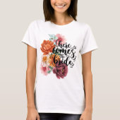 Waterverf Bloemen hier komt de bruid T-shirt (Voorkant)