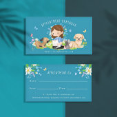 Waterverf Bloemen Hond & Kat Huisdier Care Service Afsprakenkaartje