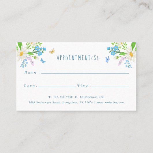 Waterverf Bloemen Hond & Kat Huisdier verzorging s Afsprakenkaartje (Achterkant)