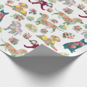  Waterverf bloemen & honden Patroon Cadeaupapier (Hoek)