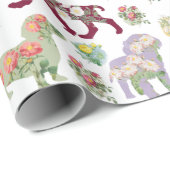  Waterverf bloemen & honden Patroon Cadeaupapier (Rol Hoek)