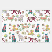  Waterverf bloemen & honden Patroon Inpakpapier Vel (Voorkant 3)