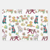  Waterverf bloemen & honden Patroon Inpakpapier Vel (Voorkant 2)