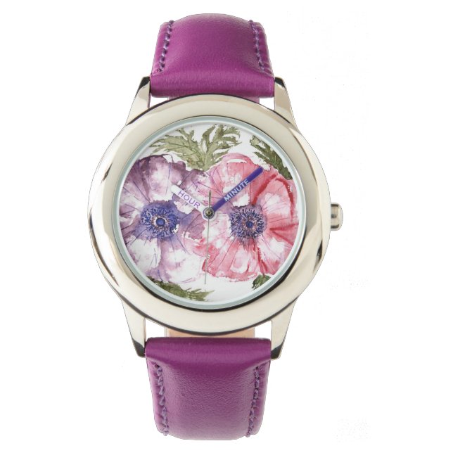Waterverf bloemen horloge (Voorkant)