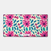 Waterverf Bloemen Hot Pink & Blue Pattern Bureaumat (Voorkant)