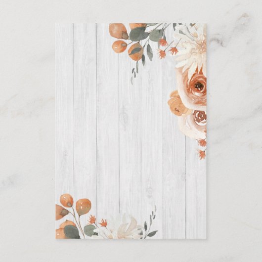 Waterverf Bloemen & Hout Bruiloft Huwelijksreis Fo Informatiekaartje (Achterkant)