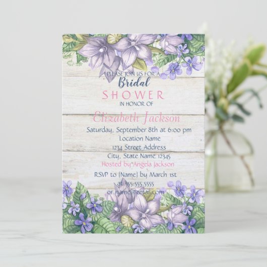 Waterverf bloemen, houtextuur Vrijgezellenfeest Kaart (Staand voorkant)