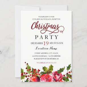 Waterverf Bloemen Hulst Krans Kerstfeest Kaart
