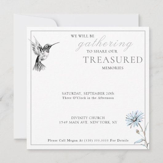 Waterverf Bloemen Hummingbird Viering van het leve Kaart (Achterkant)