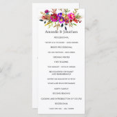 Waterverf Bloemen Huwelijksprogramma Programmakaart (Voorkant / Achterkant)