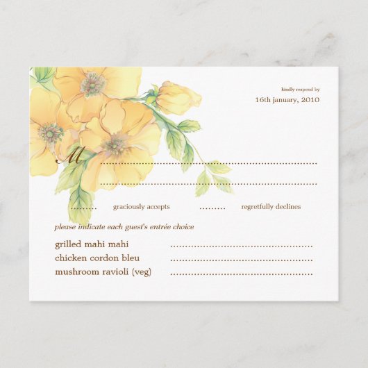 Waterverf Bloemen Huwelijksreactie RSVP Briefkaart (Voorkant)