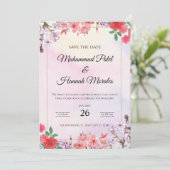 Waterverf Bloemen Huwelijksuitnodiging Elegant Kaart (Staand voorkant)