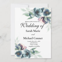 Waterverf Bloemen Huwelijksuitnodiging