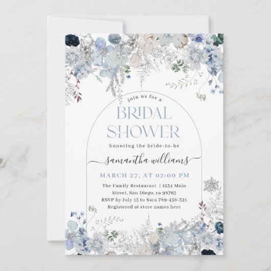 Waterverf Bloemen Iets Blauw Vrijgezellenfeest Kaart (Voorkant)