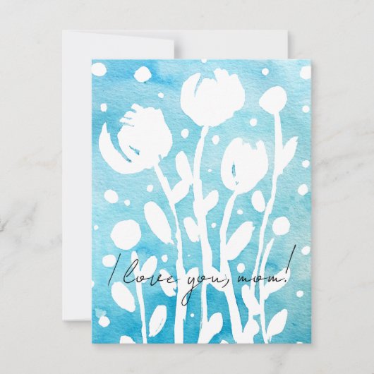Waterverf bloemen Ik hou van je moeder Feestdagenkaart (Voorkant)