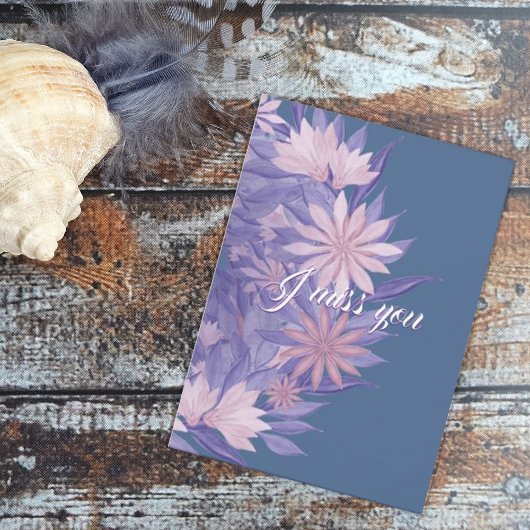 Waterverf bloemen. Ik mis je Feestdagenkaart