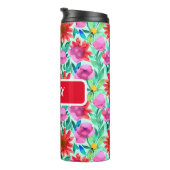 Waterverf Bloemen in Blauwgroen, rood en roze Thermosbeker (Geroteerd rechts)