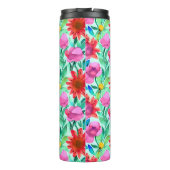 Waterverf Bloemen in Blauwgroen, rood en roze Thermosbeker (Achterkant)