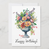  waterverf bloemen in een vaas feestdagenkaart (Voorkant)