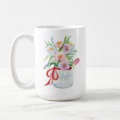 Waterverf bloemen in een vaas met rib koffiemok (Links)