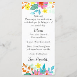 Waterverf bloemen in felle kleuren menu