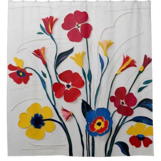 Waterverf bloemen in heldere kleuren douchegordijn (Voorkant)