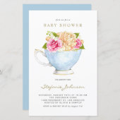 Waterverf bloemen in het Baby shower Teacup (Voorkant / Achterkant)