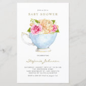 Waterverf bloemen in het Baby shower Teacup (Voorkant)