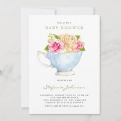 Waterverf bloemen in het Baby shower Teacup Kaart (Voorkant)