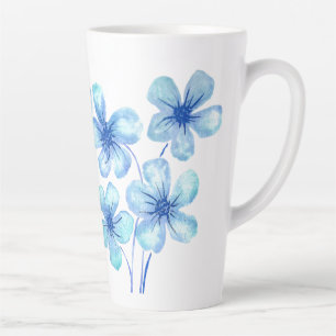 Waterverf bloemen in het blauw latte mok