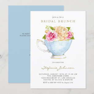 Waterverf bloemen in het Vrijgezellenfeest Teacup Kaart