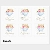 Waterverf bloemen in het Vrijgezellenfeest Teacup Vierkante Sticker (Vel)