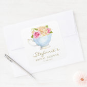 Waterverf bloemen in het Vrijgezellenfeest Teacup Vierkante Sticker (Envelop)