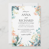 Waterverf Bloemen in Neutral Pastel Tones Bruiloft Kaart (Voorkant)