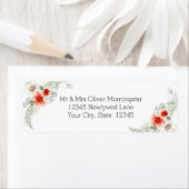 Waterverf bloemen in oud koraal etiket (Insitu)