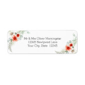 Waterverf bloemen in oud koraal etiket (Voorkant)