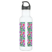 Waterverf Bloemen in Paarse, Roze en Groen Waterfles (Achterkant)