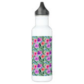 Waterverf Bloemen in Paarse, Roze en Groen Waterfles (Links)