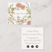 Waterverf bloemen in roze en groen Visitekaartje (Voorkant / Achterkant)