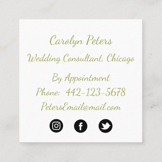 Waterverf bloemen in roze en groen Visitekaartje (Achterkant)