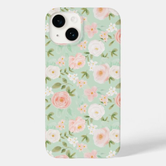 Waterverf Bloemen in Roze en Perzik Case-Mate iPhone Case (Achterkant)