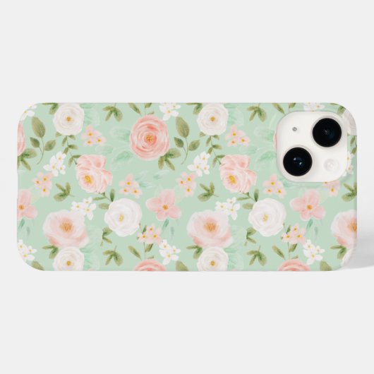 Waterverf Bloemen in Roze en Perzik Case-Mate iPhone Case (Achterkant (horizontaal))