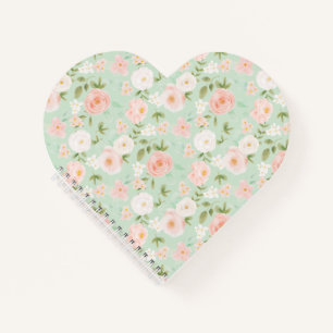 Waterverf Bloemen in Roze en Perzik Notitieboek