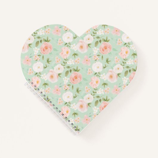 Waterverf Bloemen in Roze en Perzik Notitieboek (Voorkant)